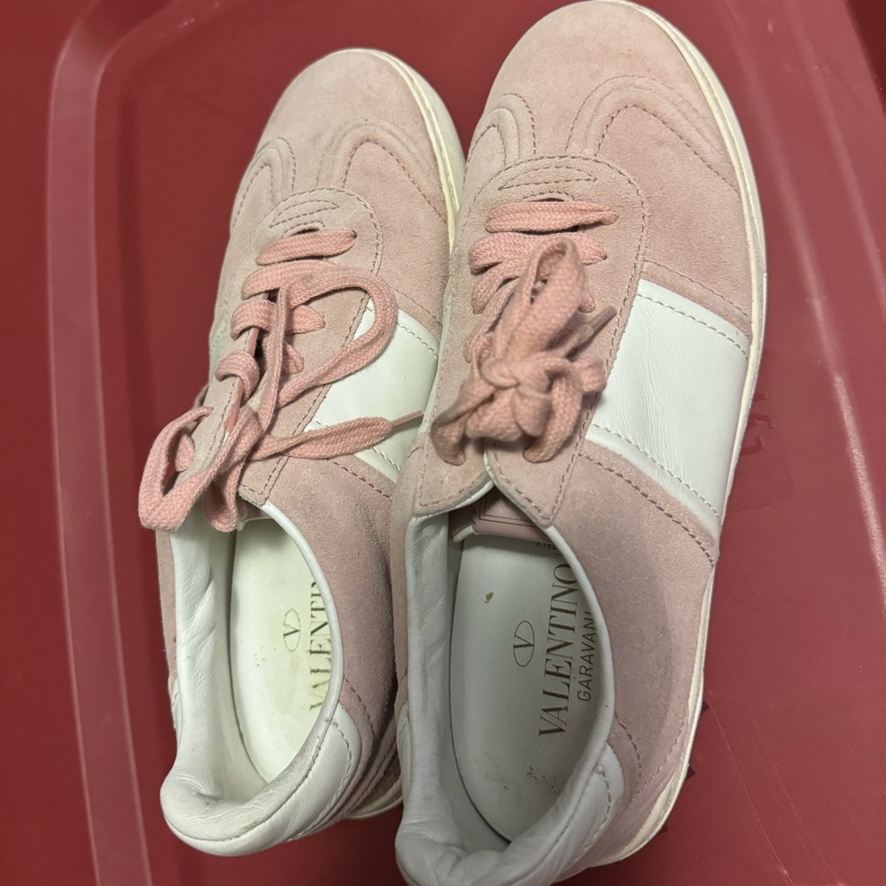 Valentino Women's Pink and White Sneakers